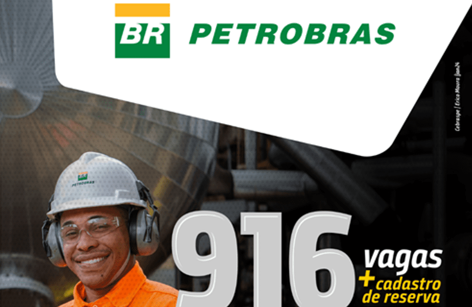 Petrobras recebe inscrições para 916 vagas de emprego e para formação de quadro de reserva; aproveite a chance, é só até 31/01/2024.